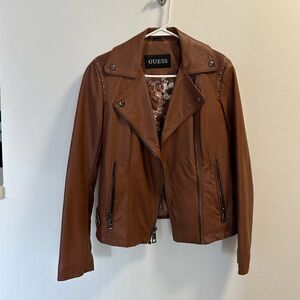 Guess Brown Faux Leather Jacket